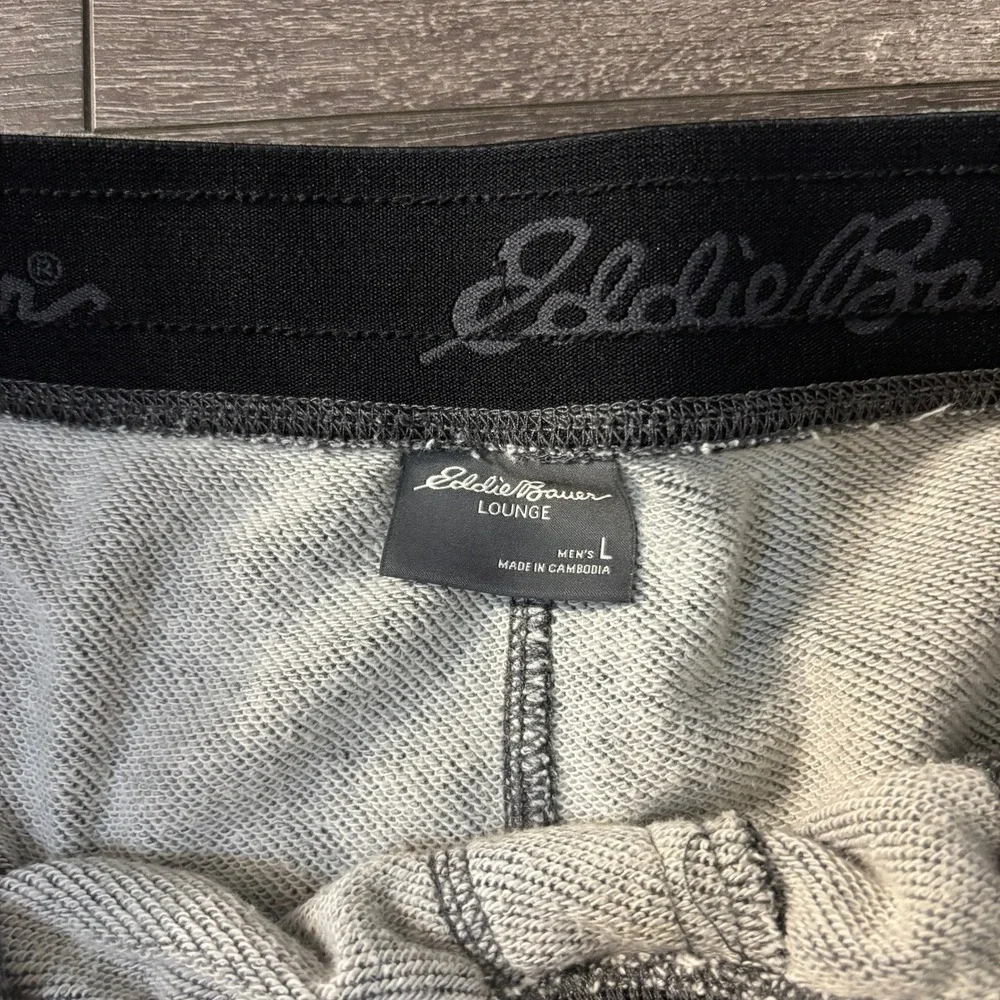 Eddie Bauer Lounge Mens Large Gray Cotton Blend Drawstring‎ Raw Hem Jogger Pants
